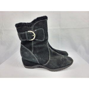 Brilliant Waterproof Jewel Leather Side Zip Ankle Boots Womens Size 8 M Black